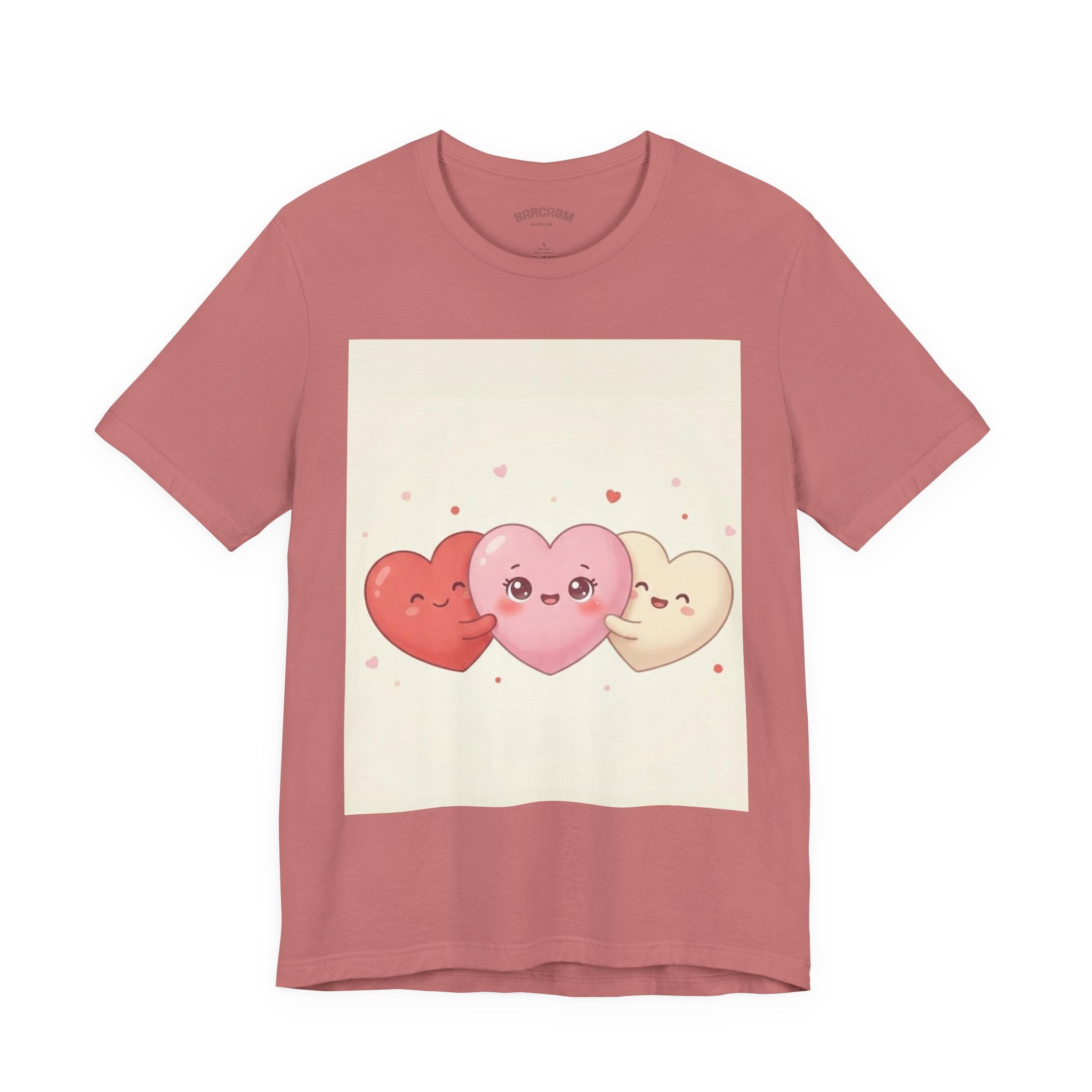 Cute Kawaii Heart Trio Tee — Valentine's Day Cute Hearts T-Shirt