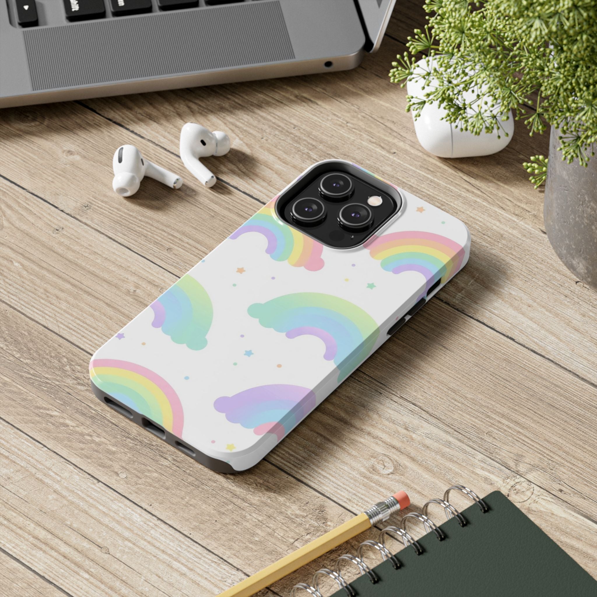 Pastel Rainbow Tough Phone Case — Cute Protective iPhone/Android Cover