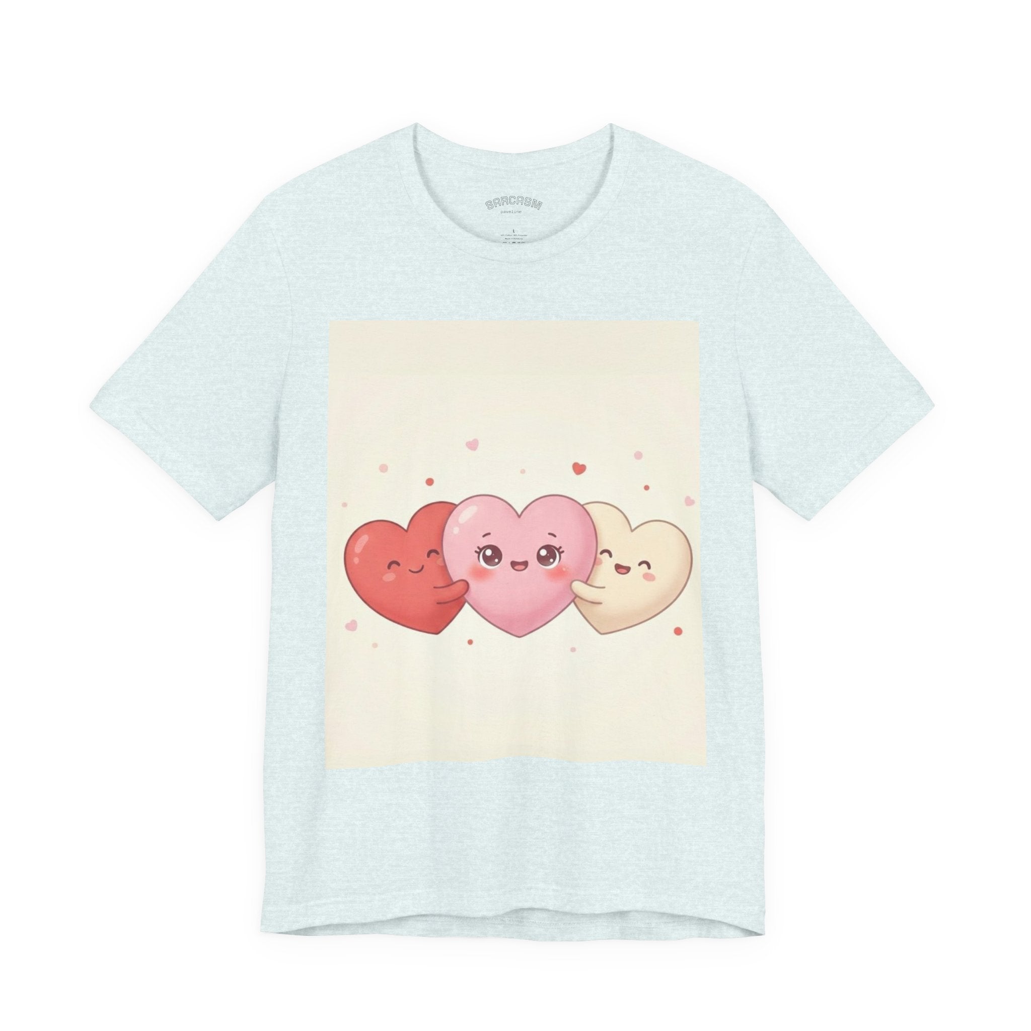 Cute Kawaii Heart Trio Tee — Valentine's Day Cute Hearts T-Shirt