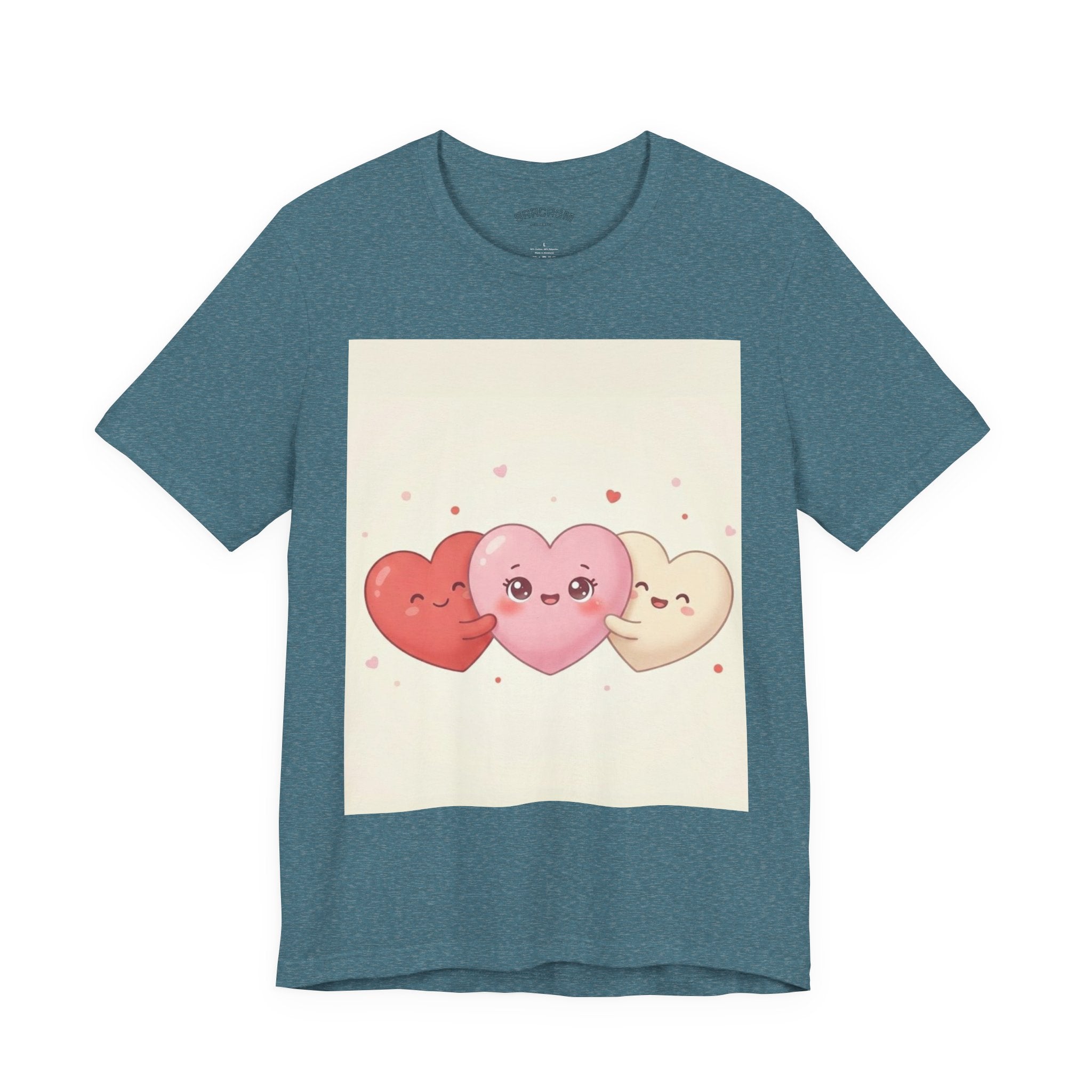 Cute Kawaii Heart Trio Tee — Valentine's Day Cute Hearts T-Shirt