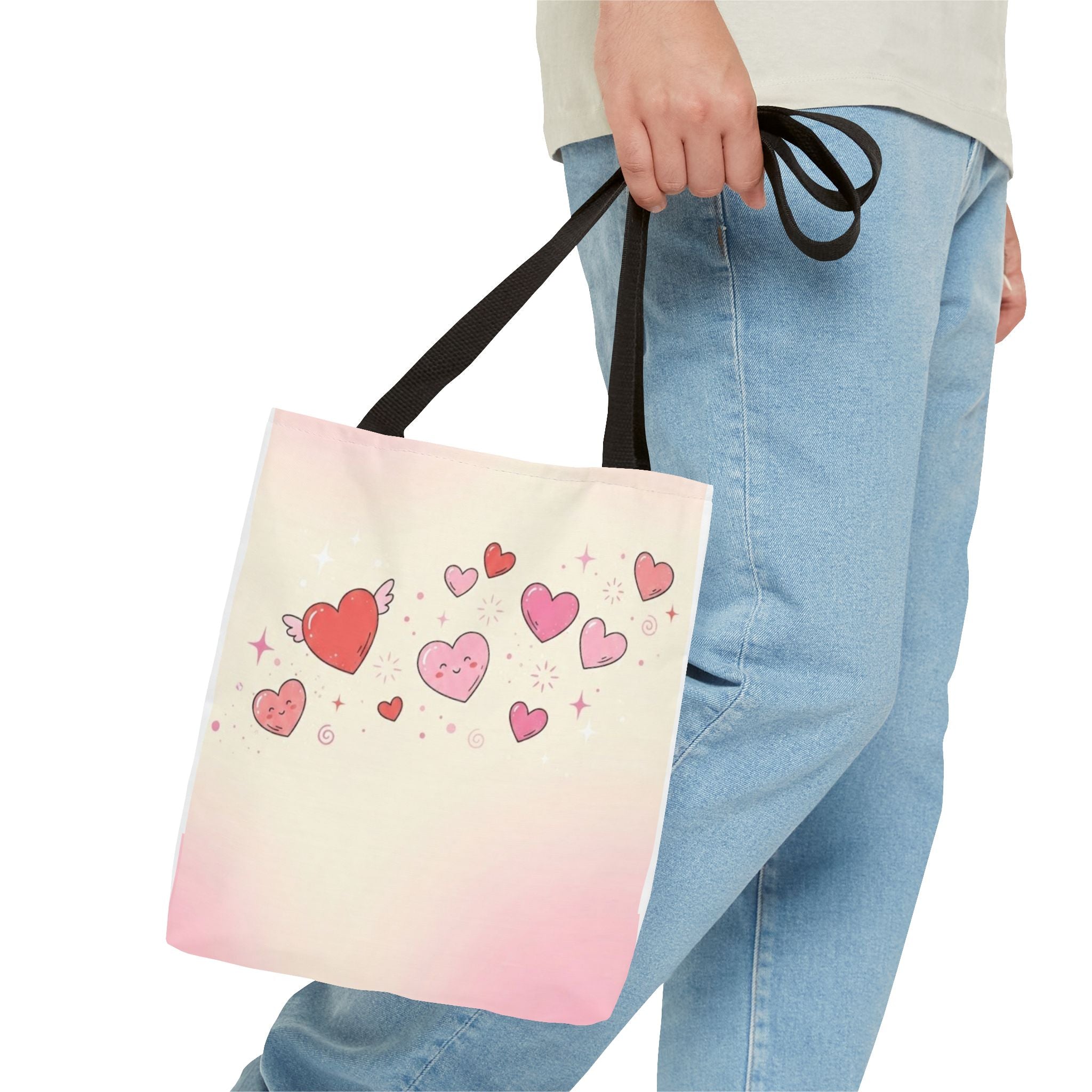 Heart Breeze Tote Bag — Cute Pink Hearts All-Over Print