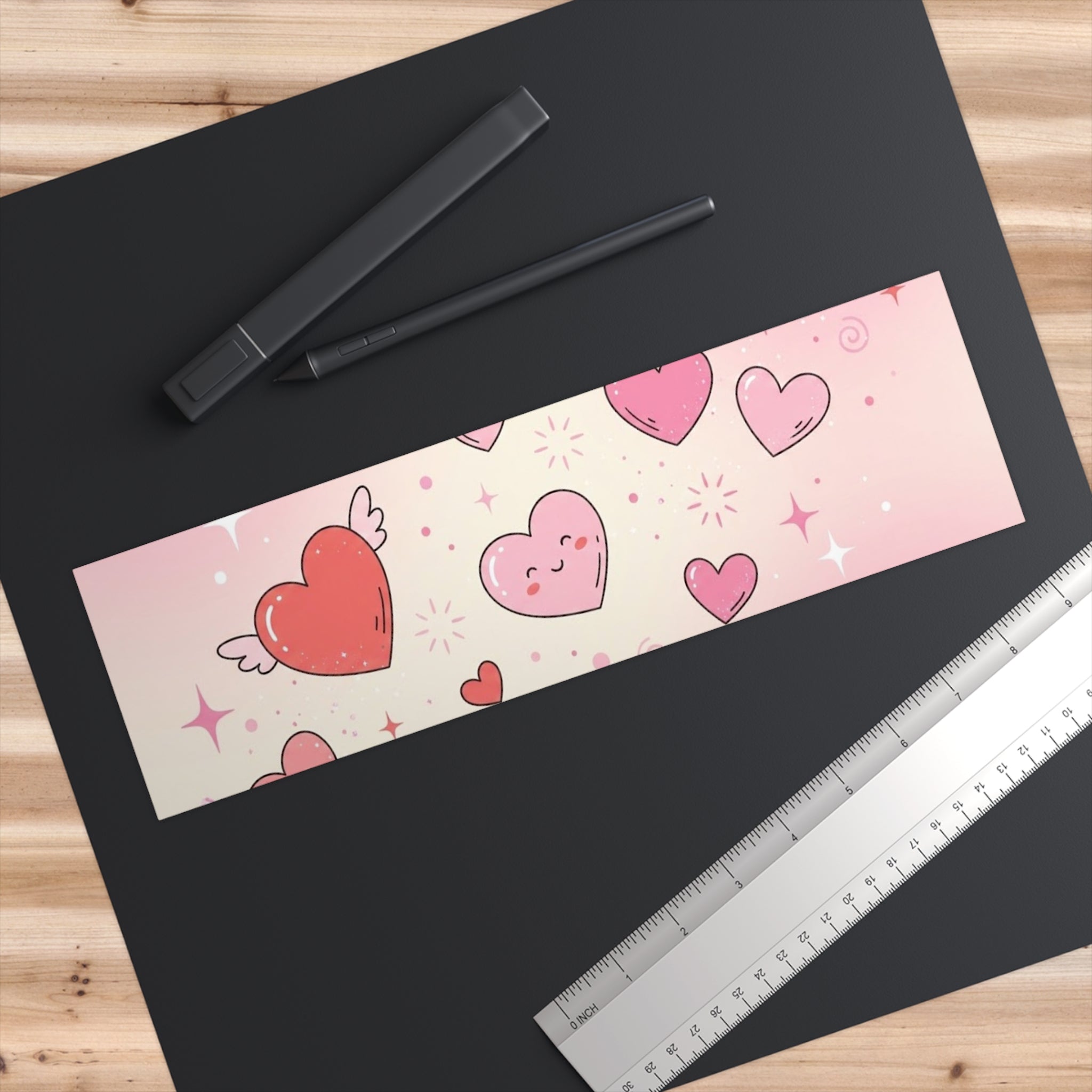 Cute Flying Hearts Bumper Sticker — Pink Kawaii Love Decal
