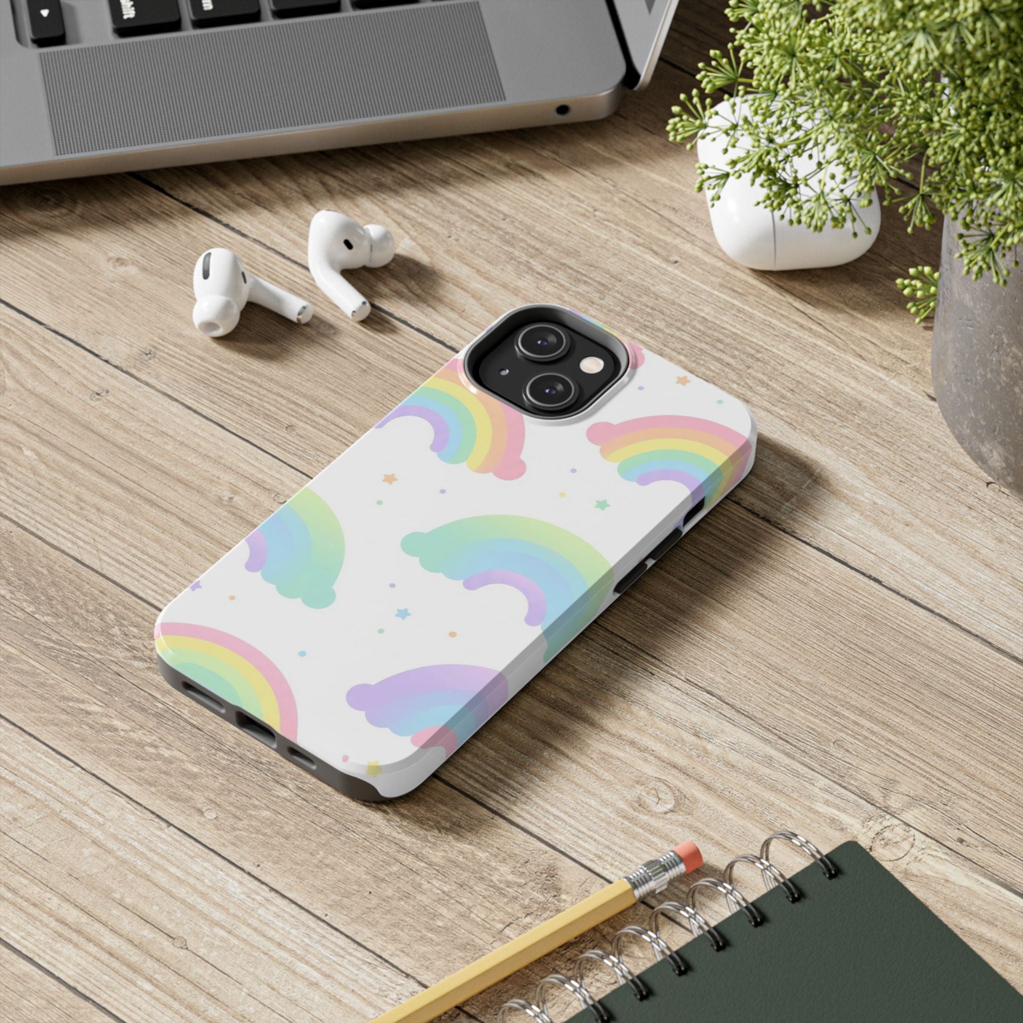 Pastel Rainbow Tough Phone Case — Cute Protective iPhone/Android Cover