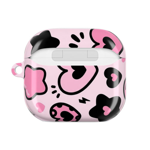 AirPod Case — Pink Heart & Doodle Pattern Protective Cover