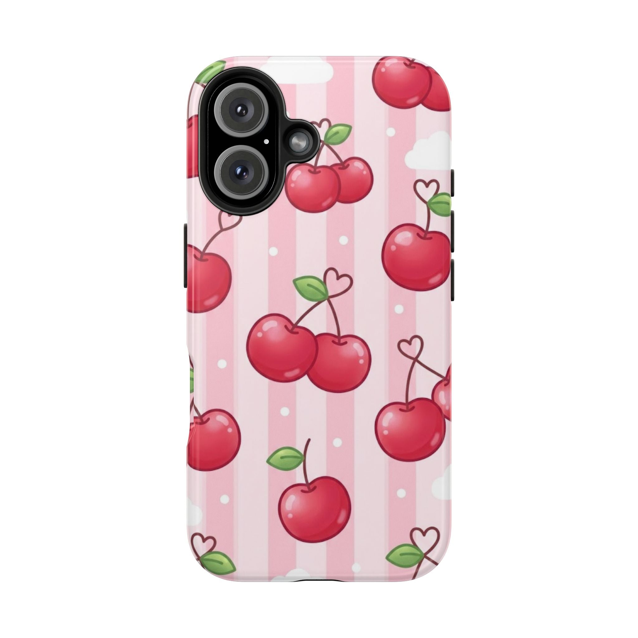 Cherry Pattern Tough Phone Case — Cute Pink Retro Fruit Design