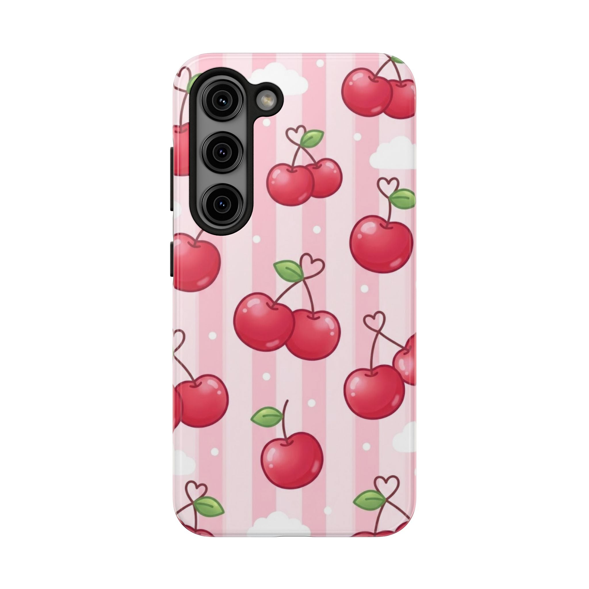 Cherry Pattern Tough Phone Case — Cute Pink Retro Fruit Design