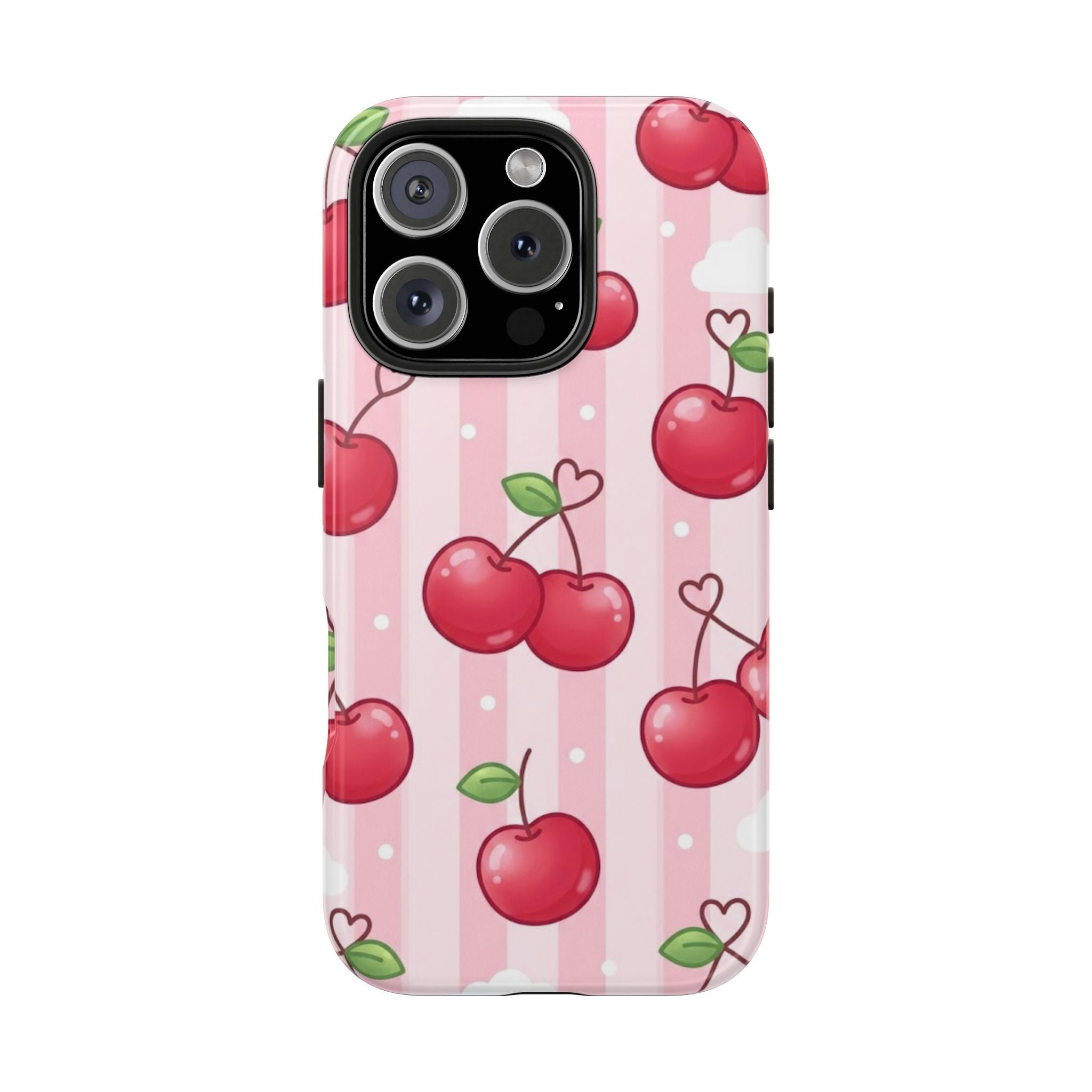 Cherry Pattern Tough Phone Case — Cute Pink Retro Fruit Design