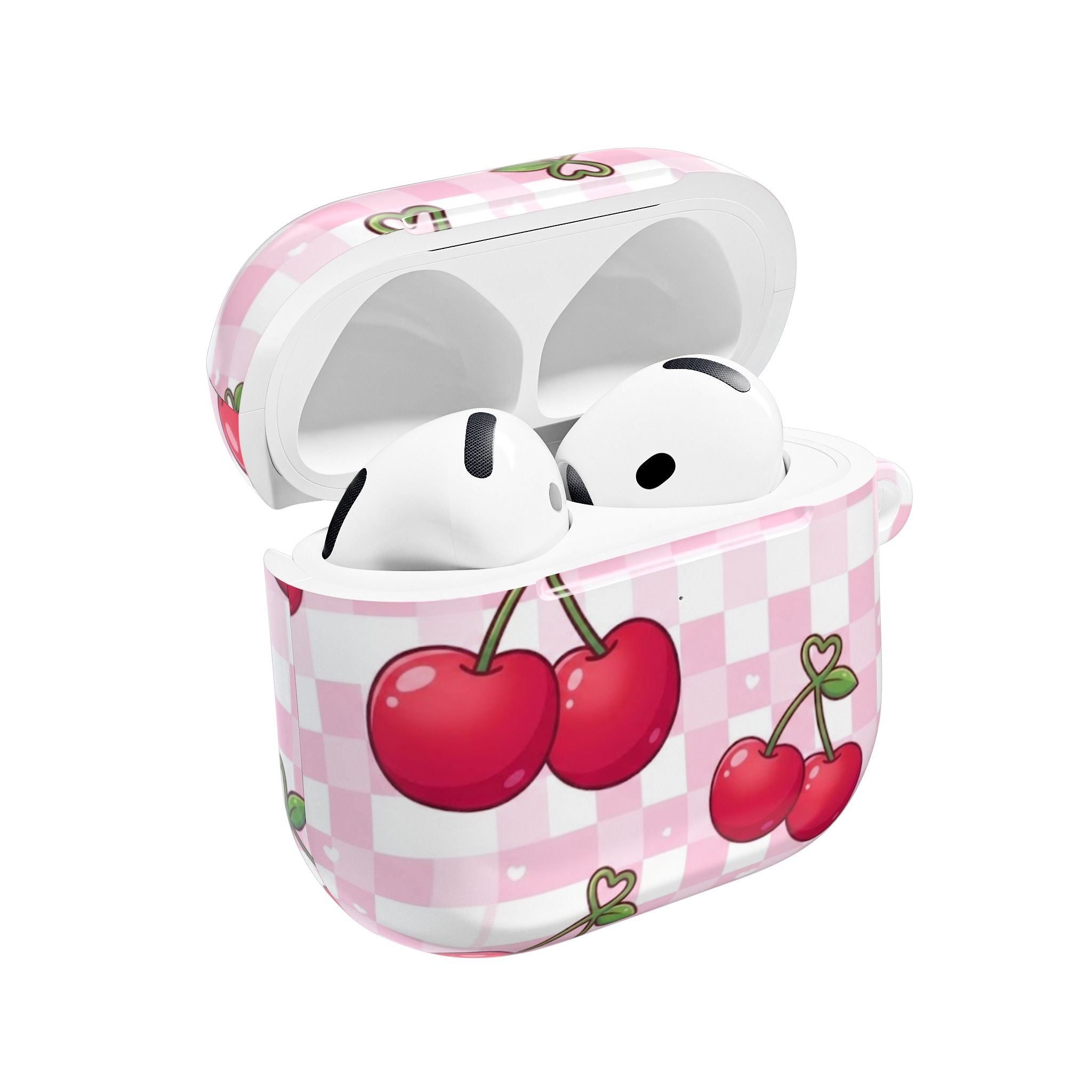 Cherry Gingham AirPod Case — Cute Pink Cherry Pattern AirPods Cover