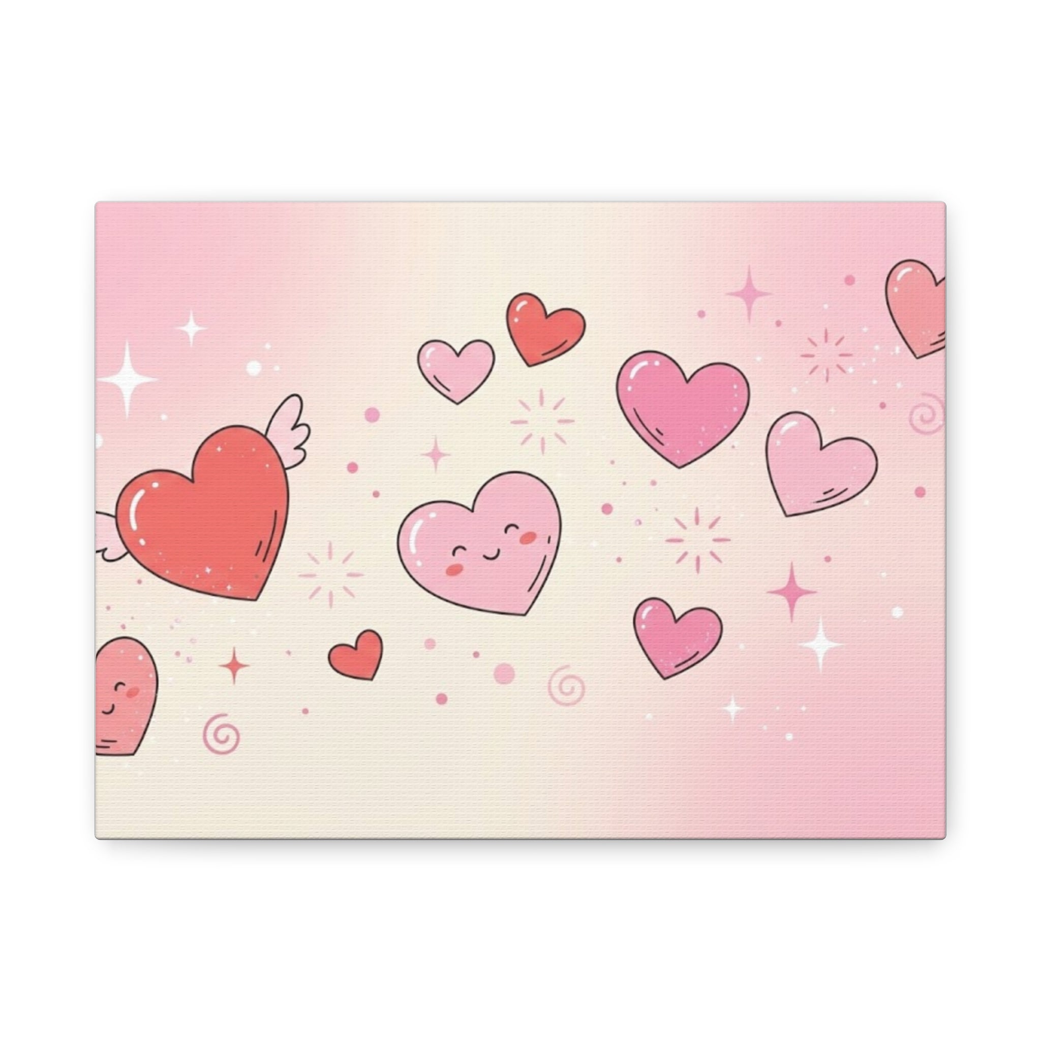 Kawaii Floating Hearts Matte Canvas