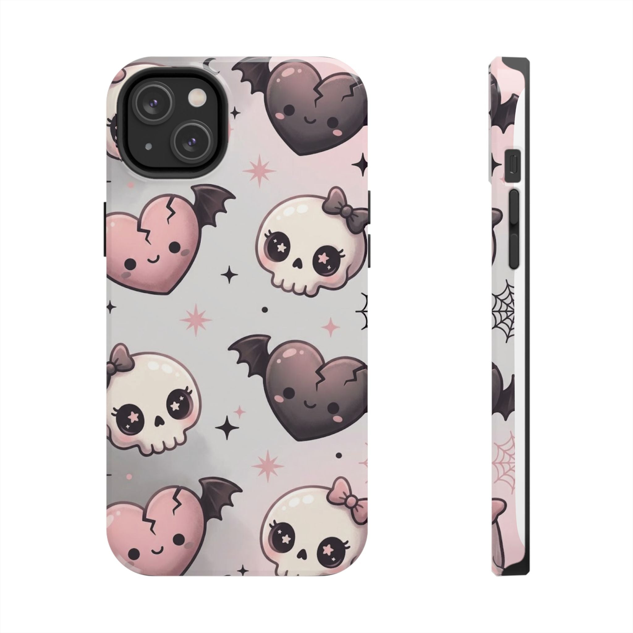 Kawaii Gothic Skull & Bat Heart Tough Phone Case