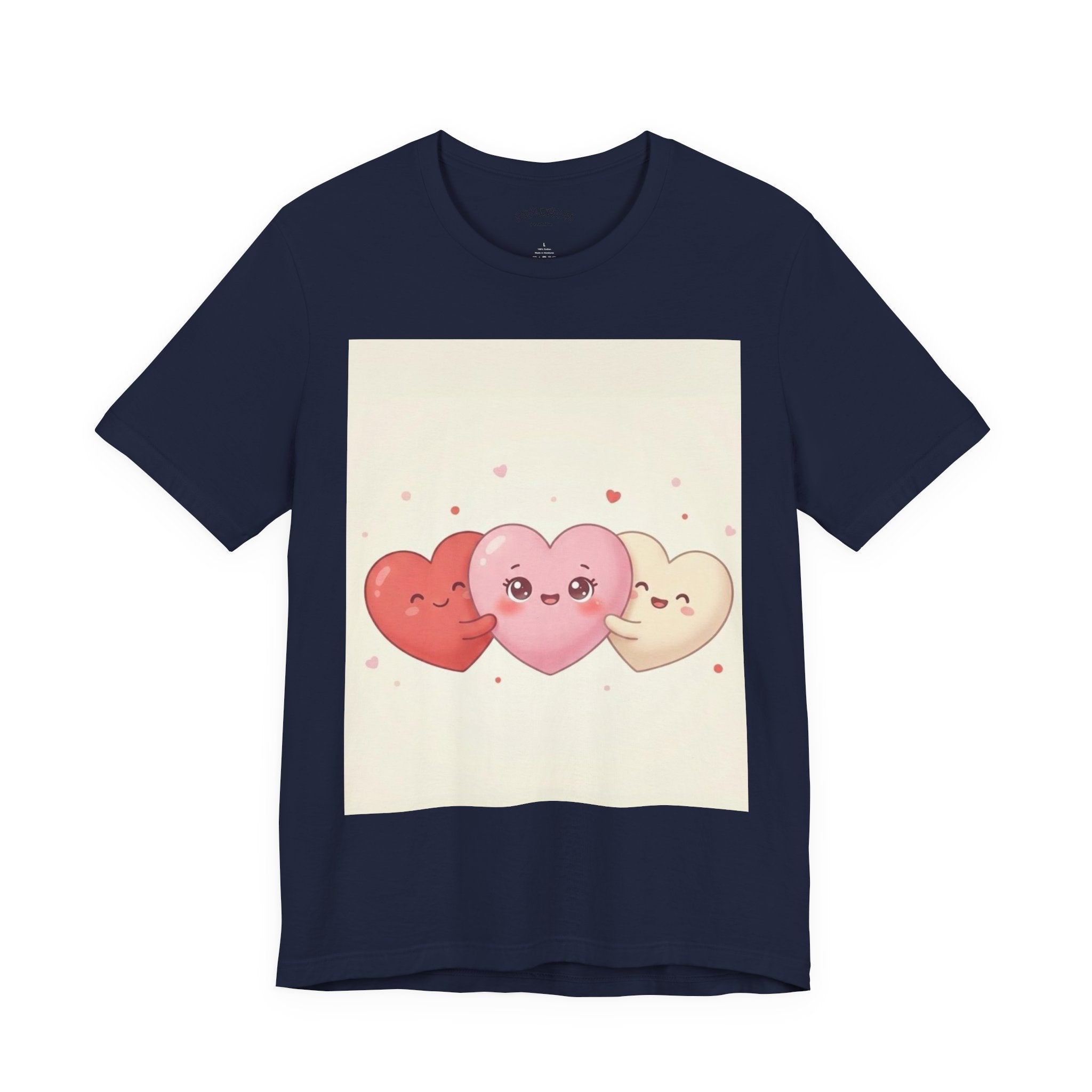 Cute Kawaii Heart Trio Tee — Valentine's Day Cute Hearts T-Shirt