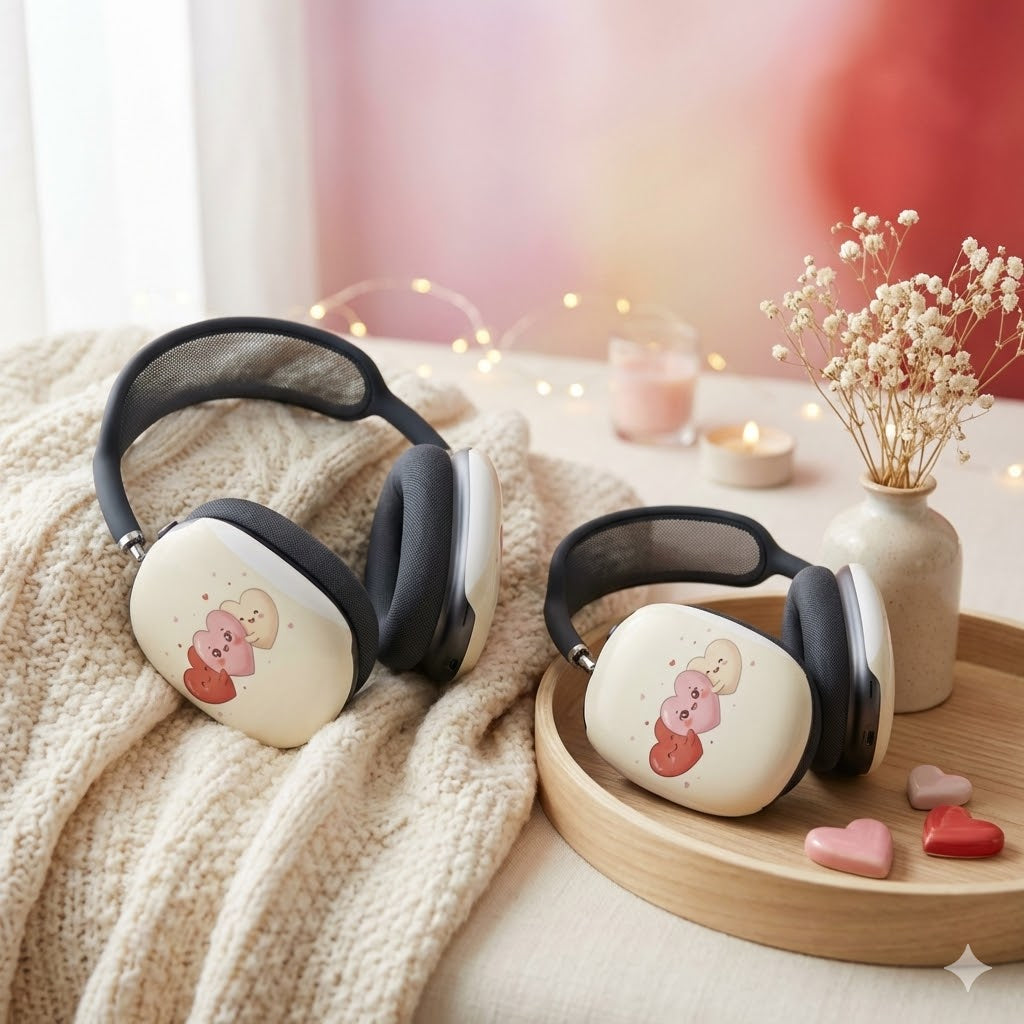 AirPods Max Case — Cute Kawaii Heart Trio Protective Cover (Valentine’s Gift)