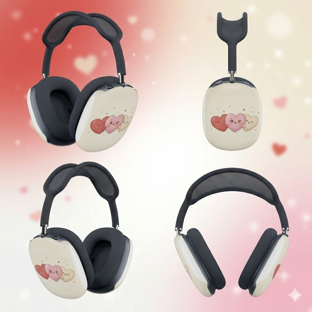 AirPods Max Case — Cute Kawaii Heart Trio Protective Cover (Valentine’s Gift)