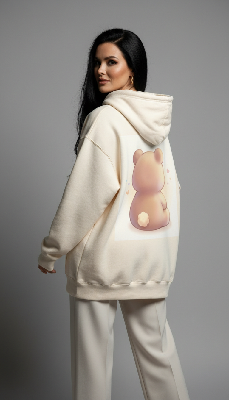 Cute Kawaii Teddy Bear Hoodie — Adorable Plush Bear Graphic Sweatshirt