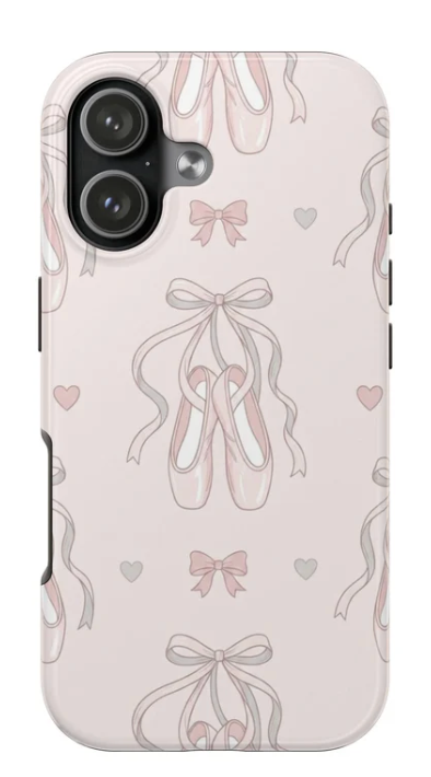 Ballet Slippers Tough Phone Case — Pink Ballerina Pattern Protective Cover