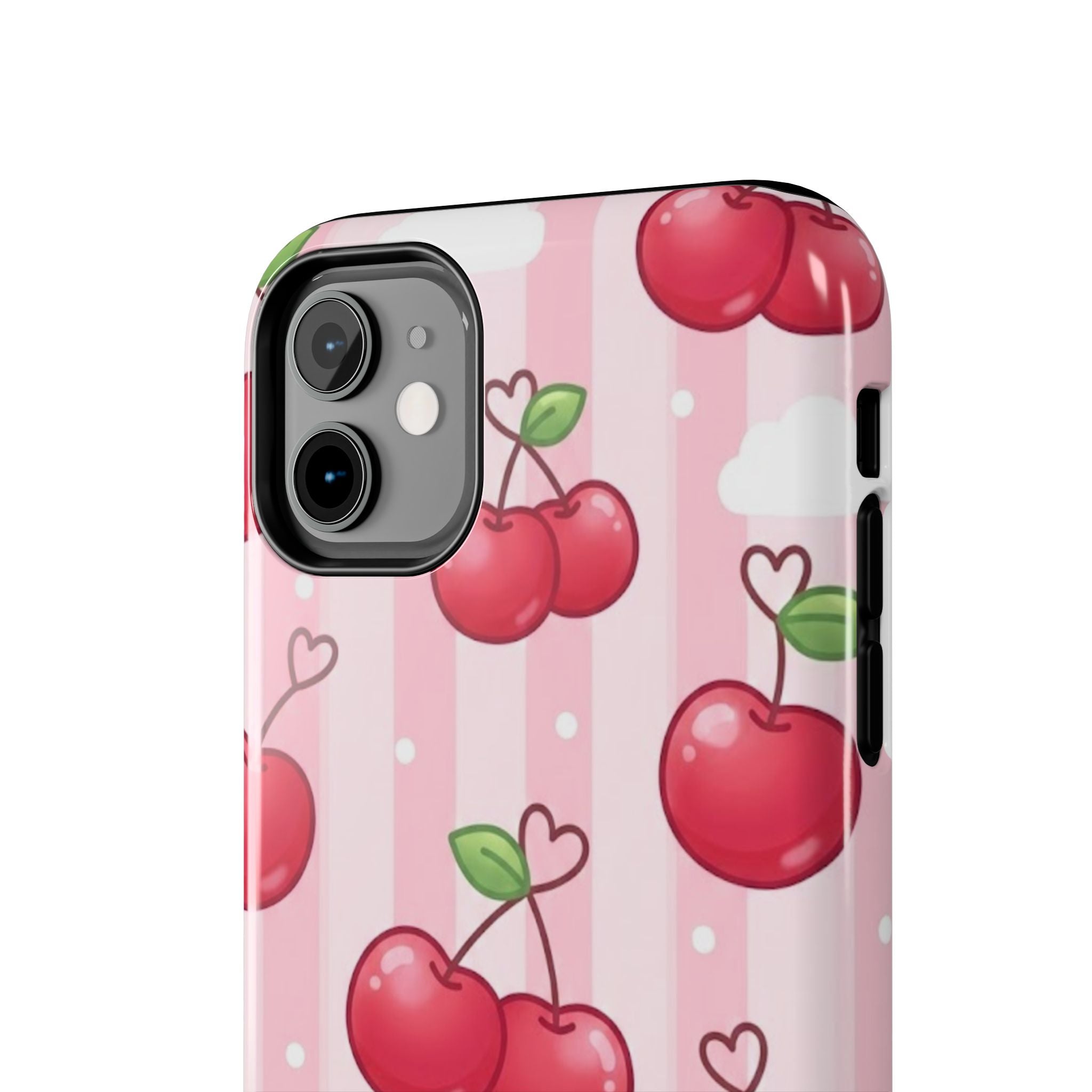 Cherry Pattern Tough Phone Case — Cute Pink Retro Fruit Design