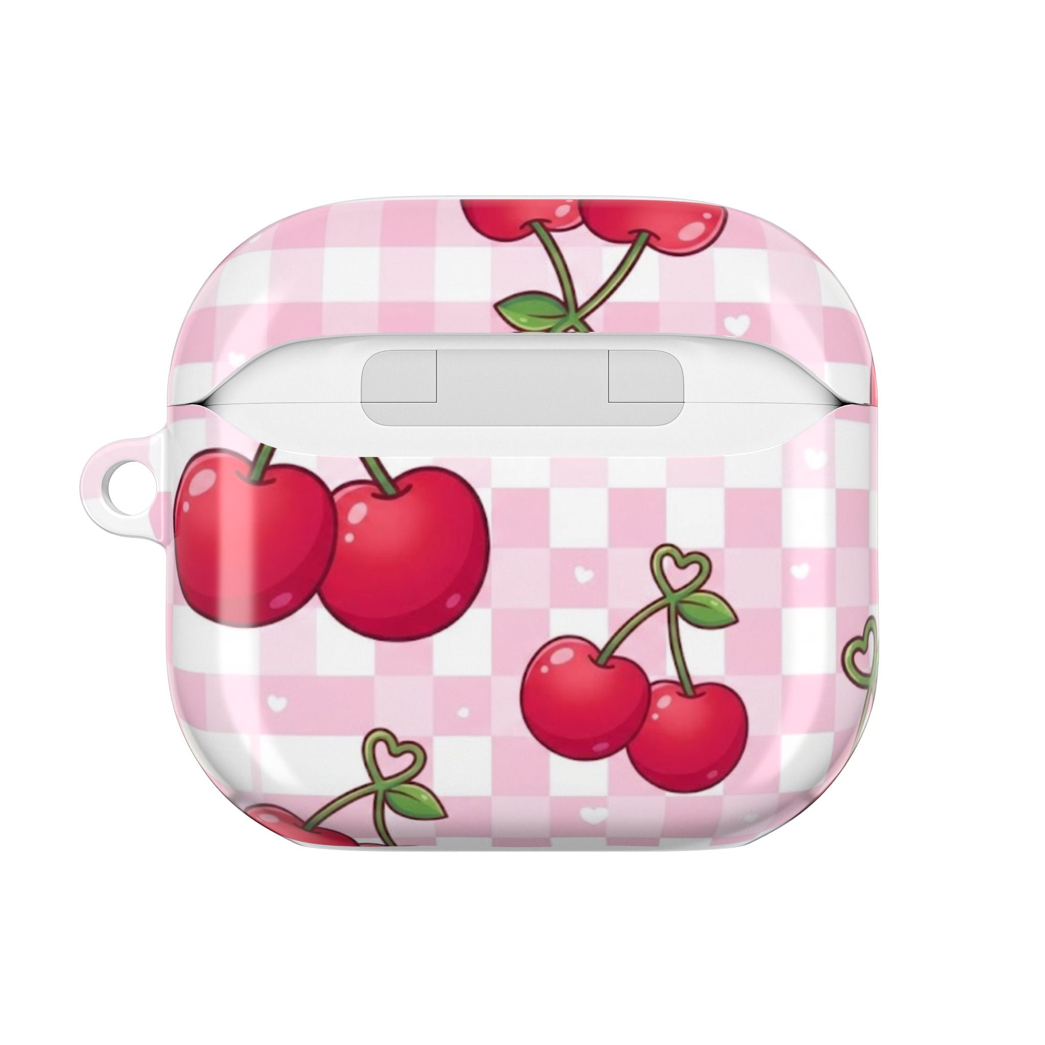 Cherry Gingham AirPod Case — Cute Pink Cherry Pattern AirPods Cover