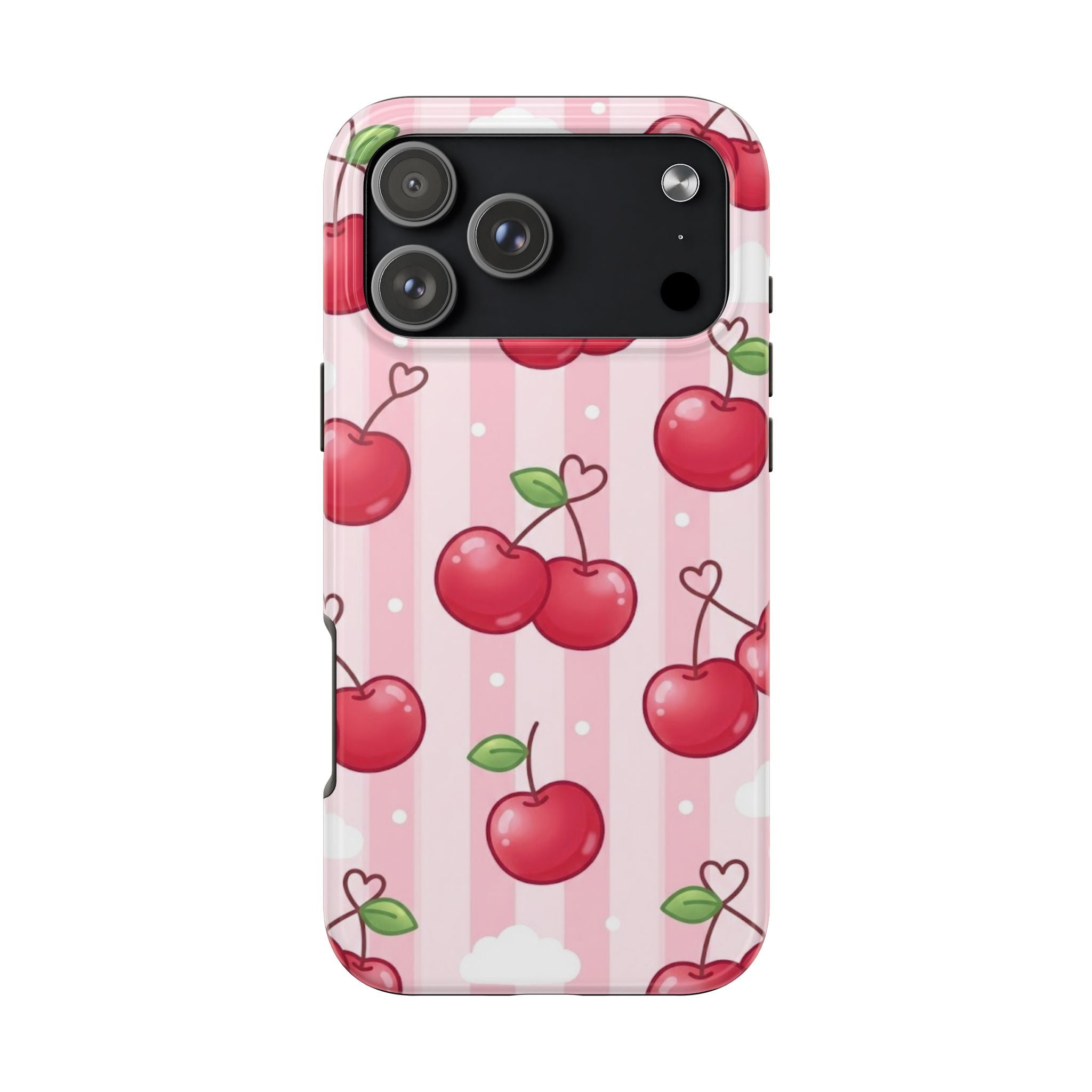 Cherry Pattern Tough Phone Case — Cute Pink Retro Fruit Design