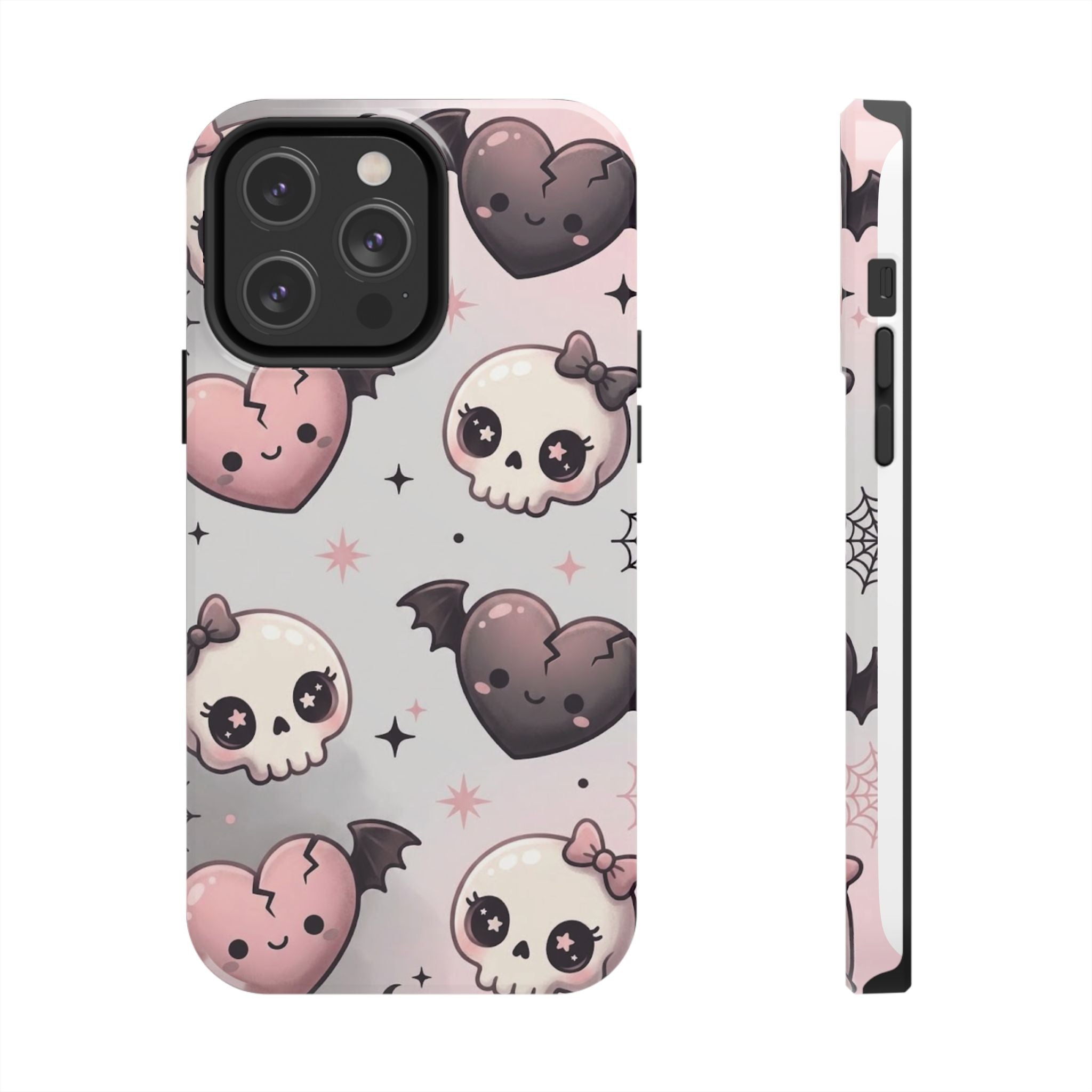 Kawaii Gothic Skull & Bat Heart Tough Phone Case