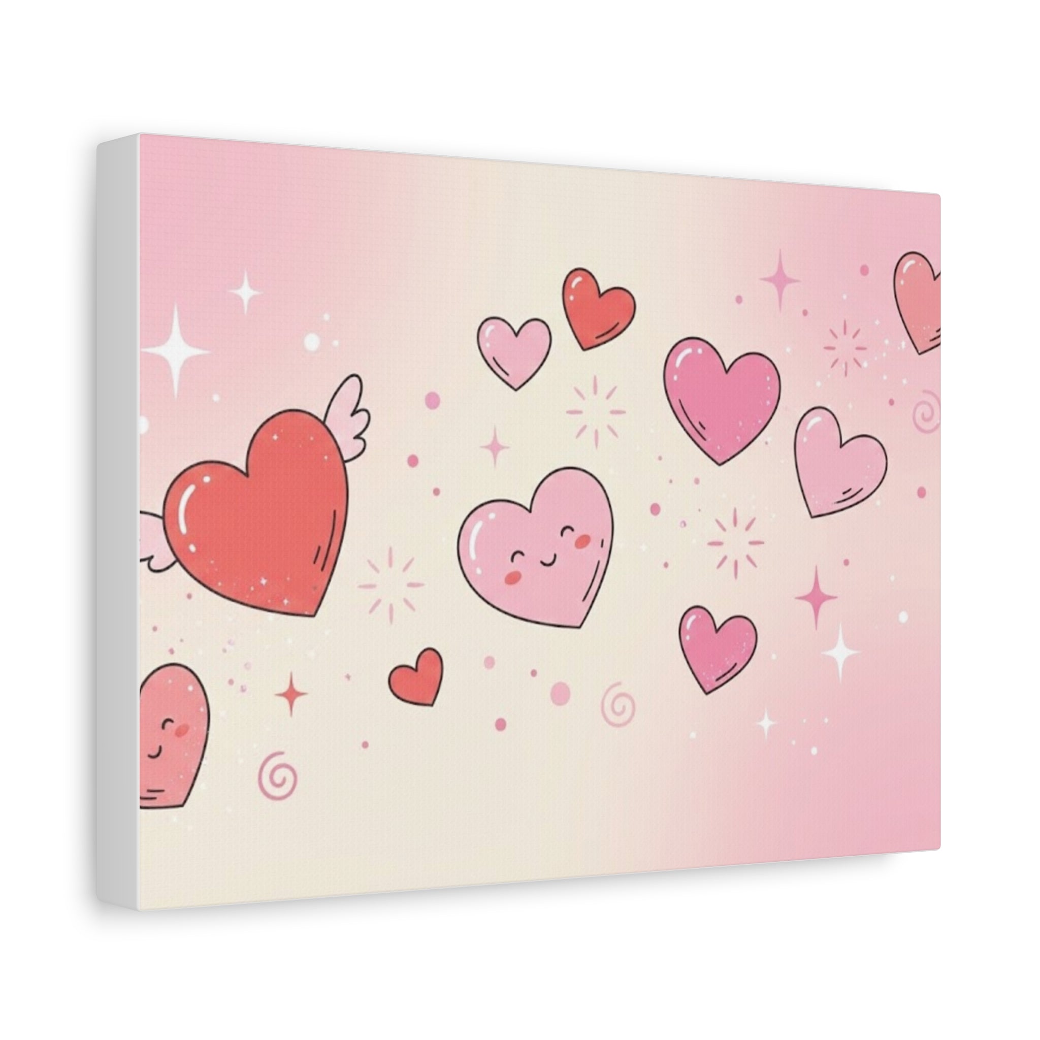Kawaii Floating Hearts Matte Canvas