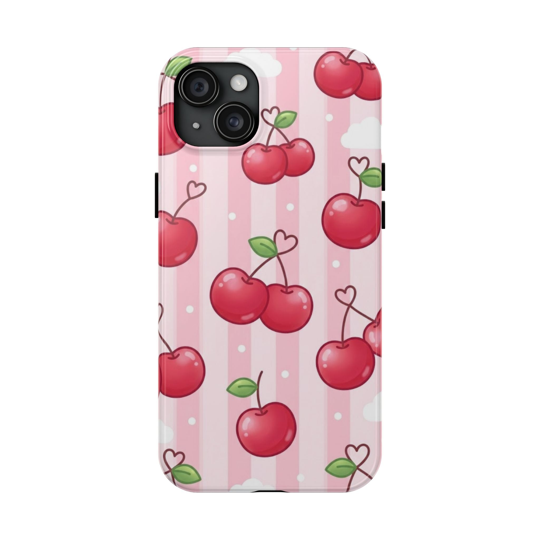 Cherry Pattern Tough Phone Case — Cute Pink Retro Fruit Design