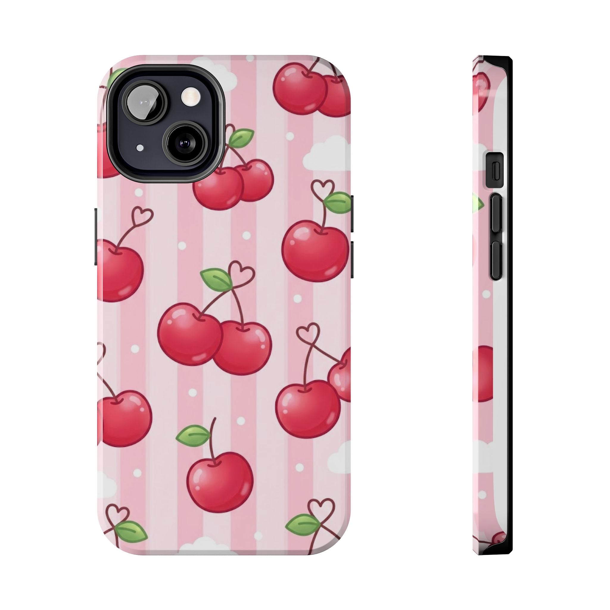 Cherry Pattern Tough Phone Case — Cute Pink Retro Fruit Design