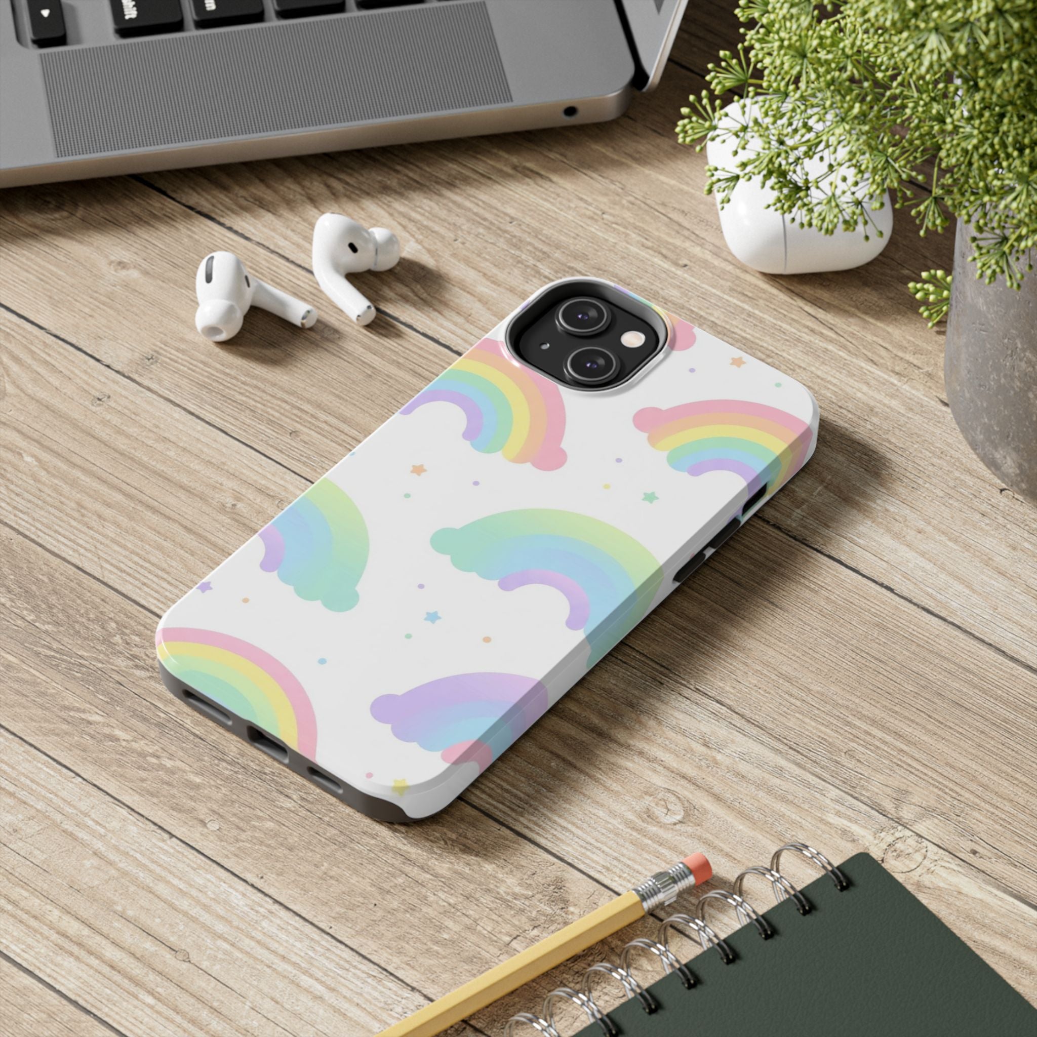 Pastel Rainbow Tough Phone Case — Cute Protective iPhone/Android Cover