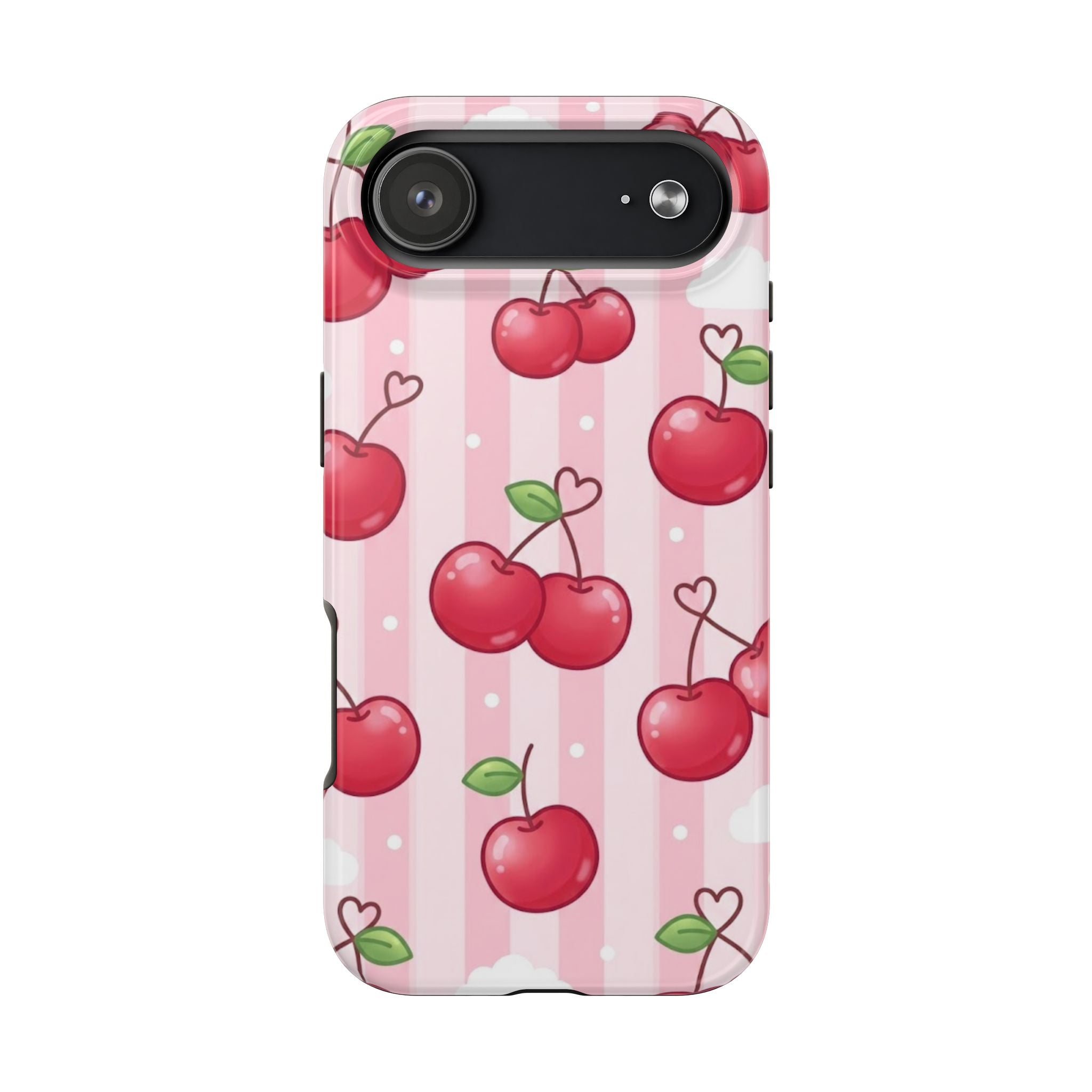 Cherry Pattern Tough Phone Case — Cute Pink Retro Fruit Design