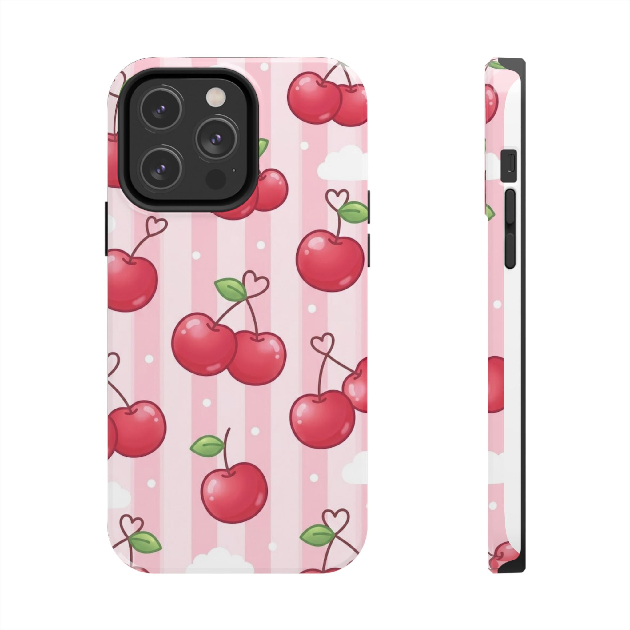 Cherry Pattern Tough Phone Case — Cute Pink Retro Fruit Design