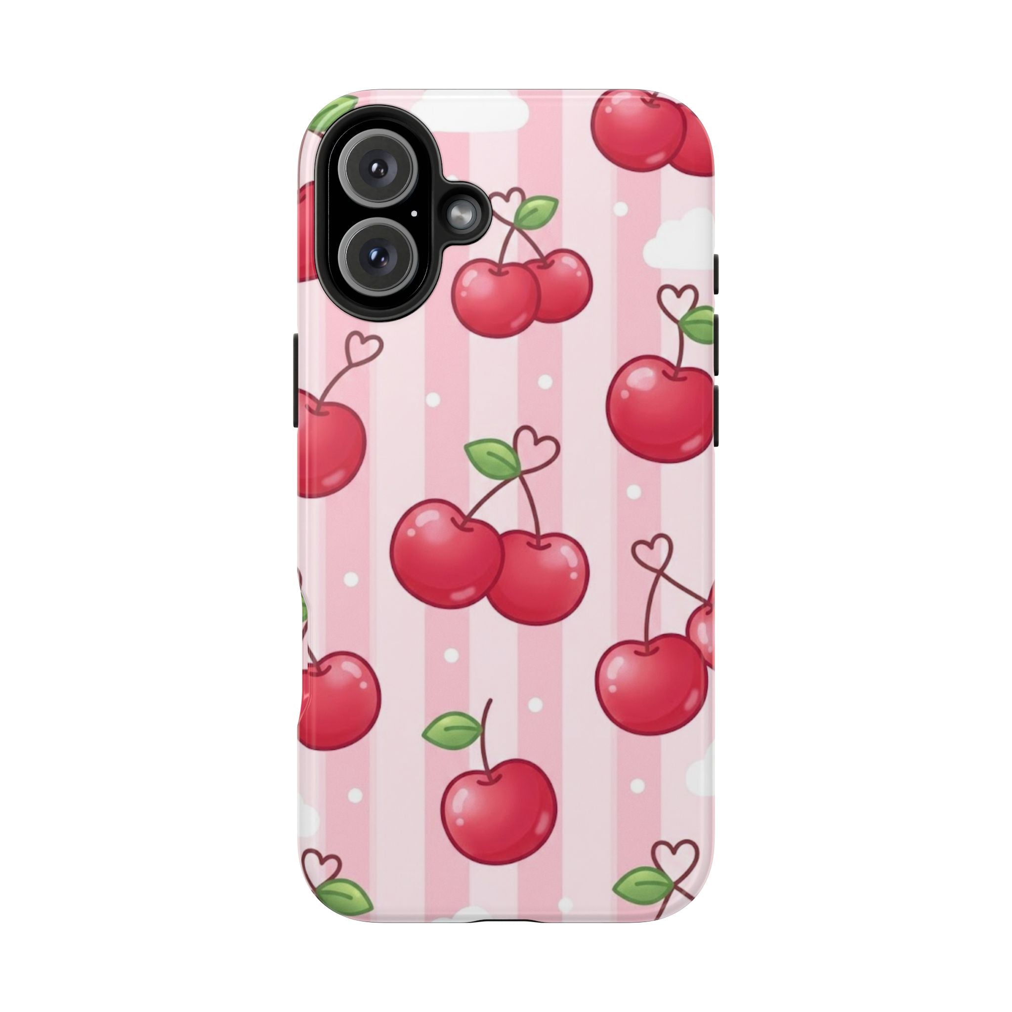 Cherry Pattern Tough Phone Case — Cute Pink Retro Fruit Design