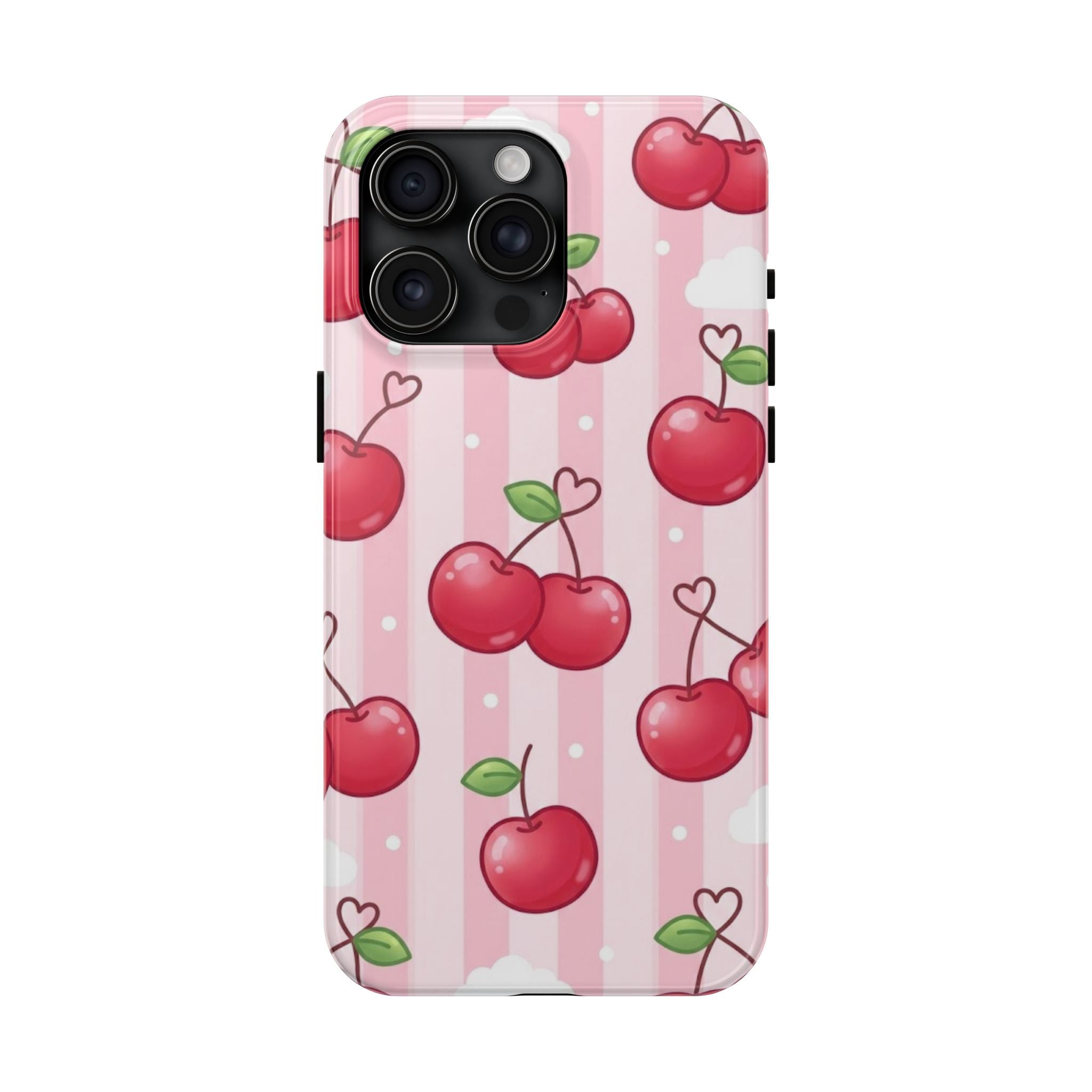 Cherry Pattern Tough Phone Case — Cute Pink Retro Fruit Design