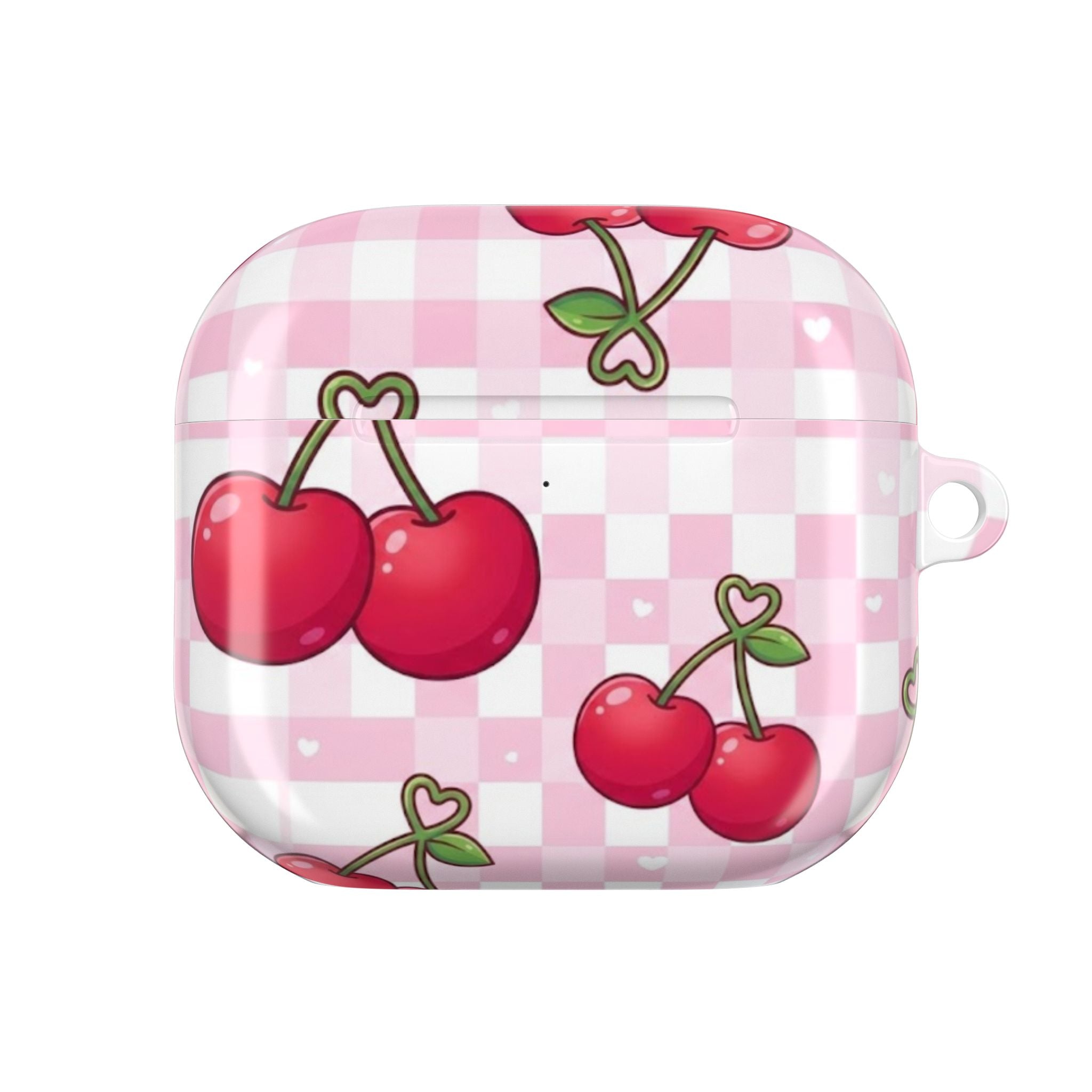 Cherry Gingham AirPod Case — Cute Pink Cherry Pattern AirPods Cover