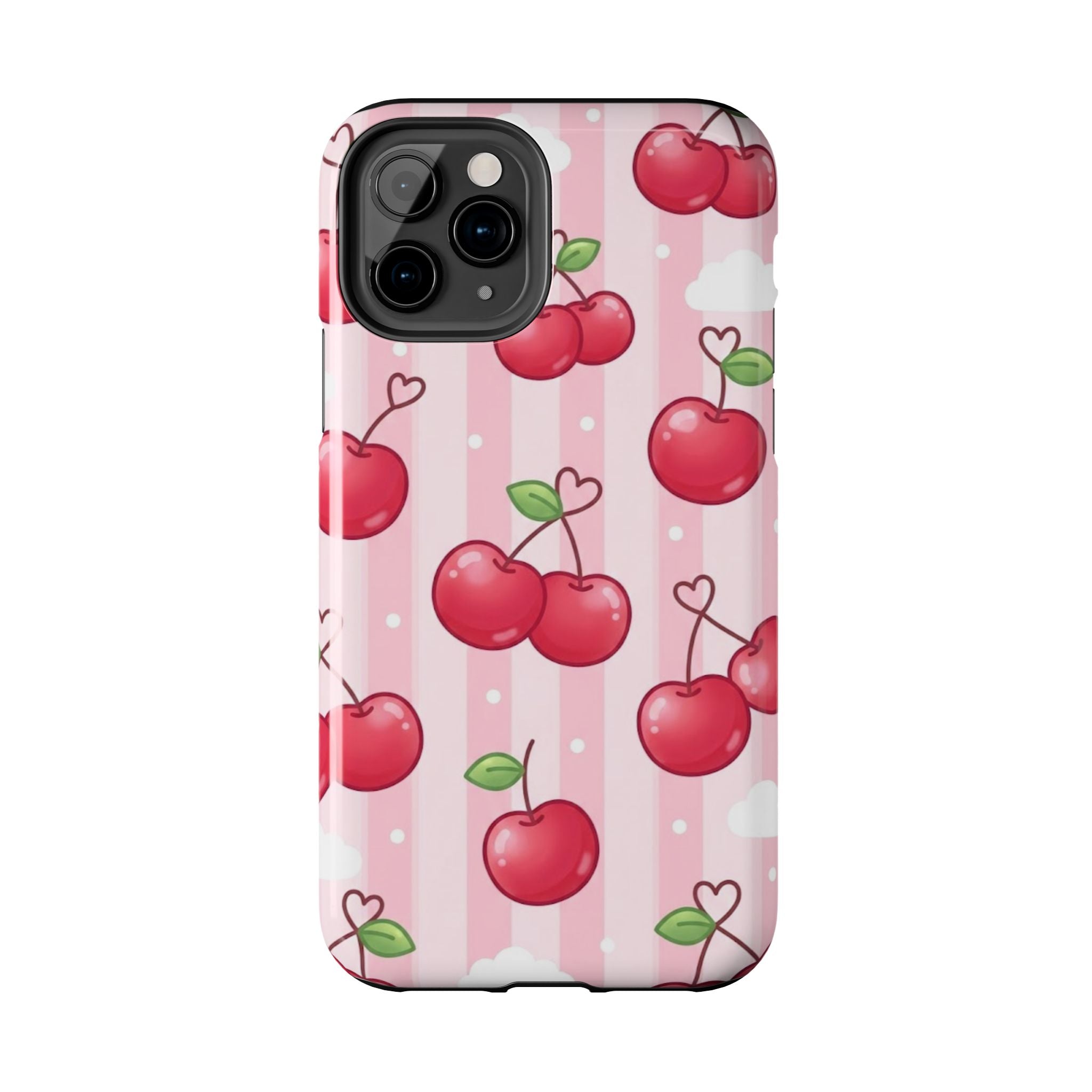Cherry Pattern Tough Phone Case — Cute Pink Retro Fruit Design