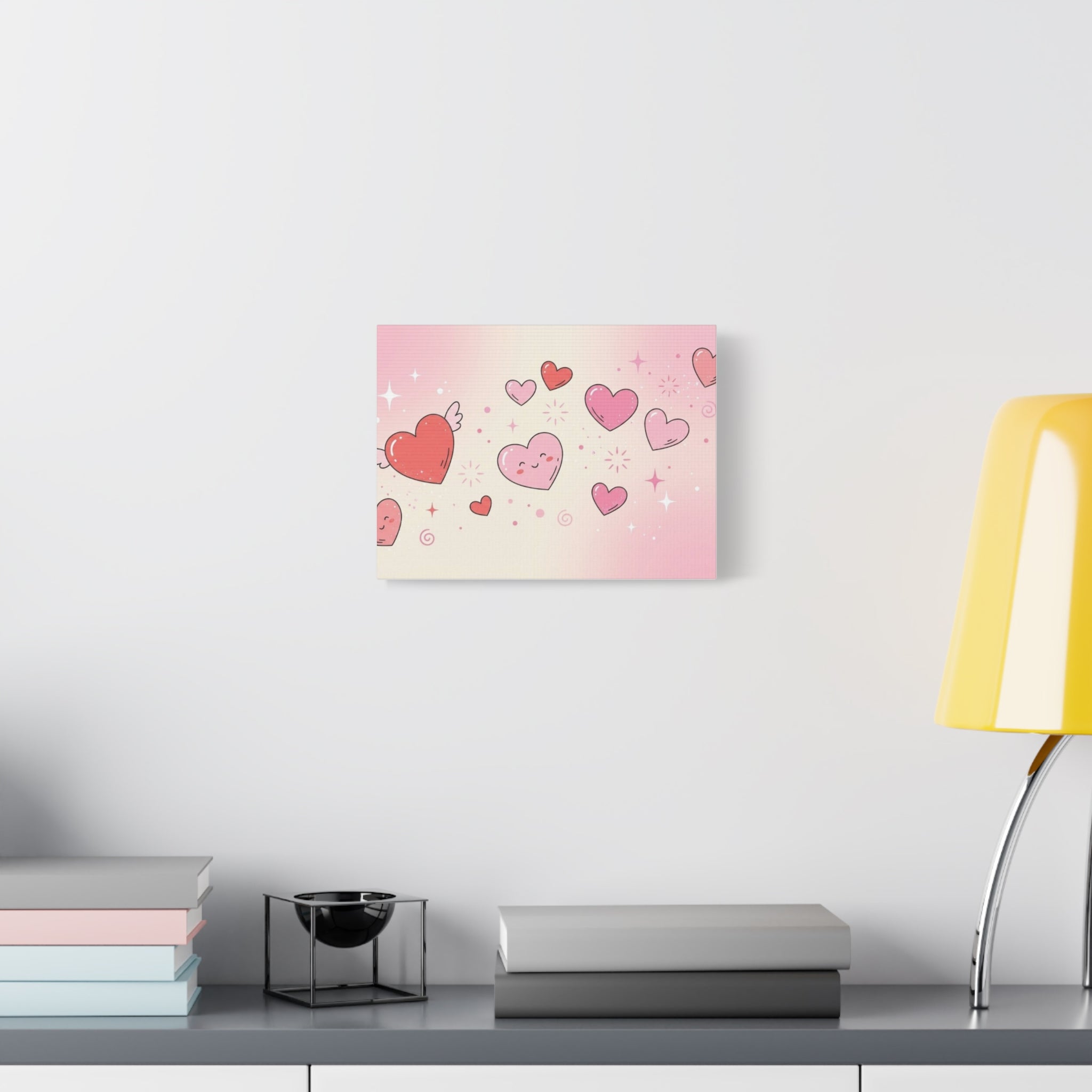 Kawaii Floating Hearts Matte Canvas