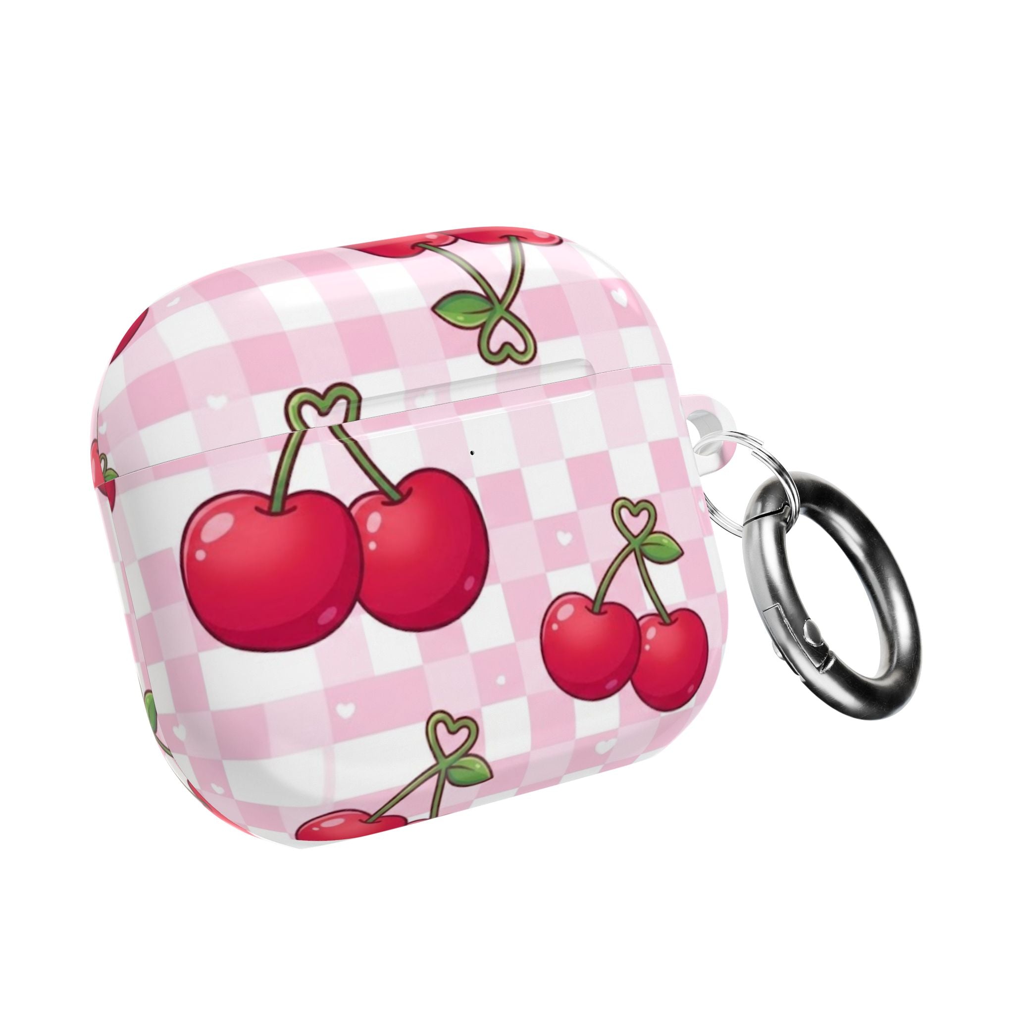 Cherry Gingham AirPod Case — Cute Pink Cherry Pattern AirPods Cover